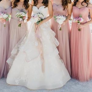 Romantic Blush Pink Bridesmaid Dress - Strapless Tulle Gown